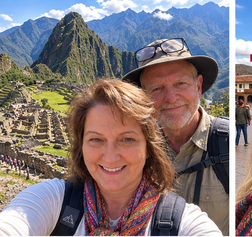 Viajeros en Machu Picchu Perú
