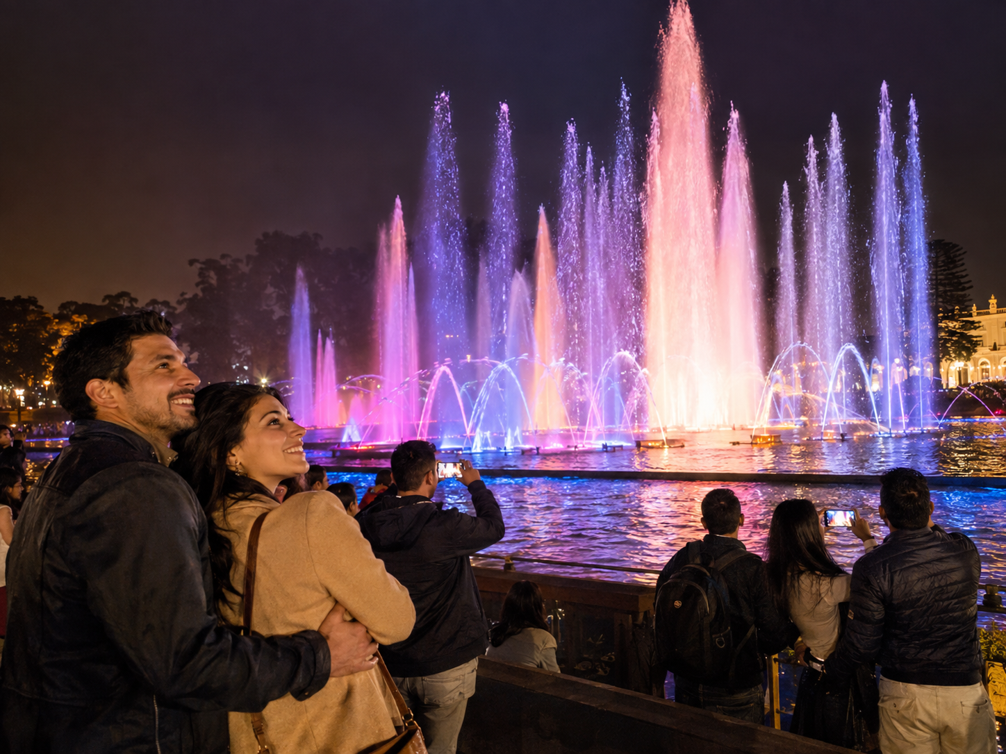Magia show Lima Circuito Mágico del Agua fuentes nocturnas tour privado Peru